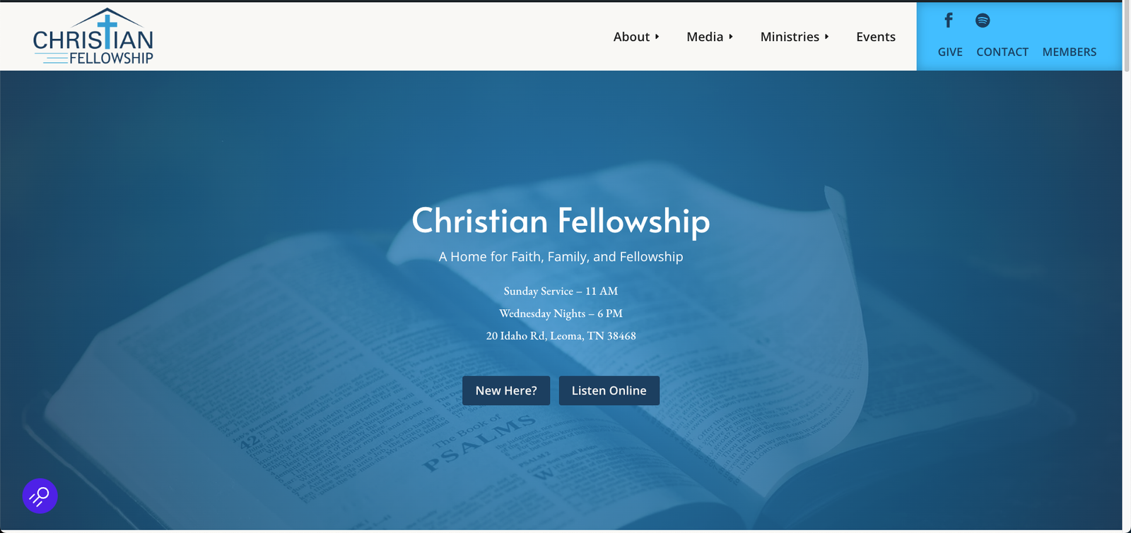 christian fellowship website screenshot