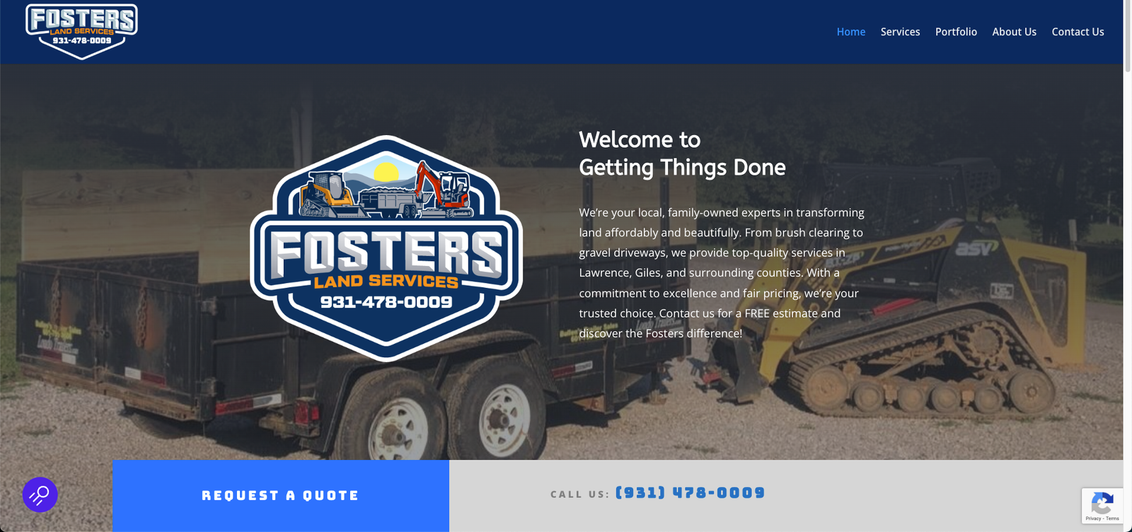 fosters land services home page screenshot